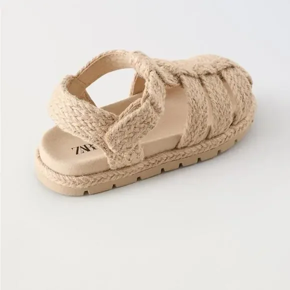 Zara Toddler Jute Fisherman Sandals Size 23 EU 7 US | Neutral Summer Shoes - Picture 2 of 8